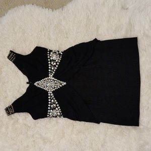 Sexy cocktail beaded black dress